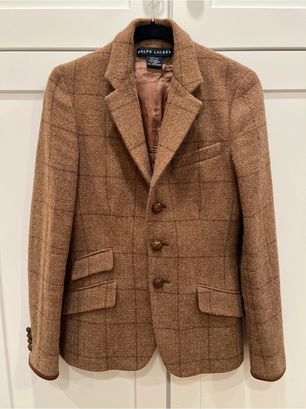 Ralph Lauren Brown Windowpane Wool Blend Blazer